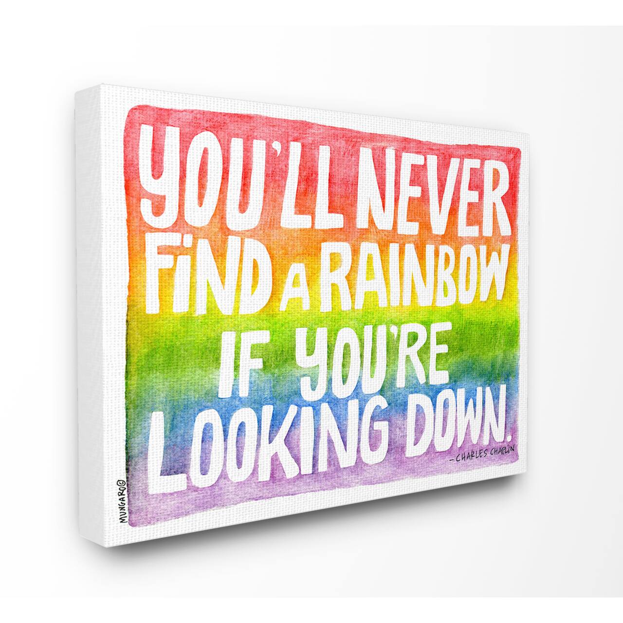 Stupell Industries Find A Rainbow Watercolor Typography Canvas Wall Art